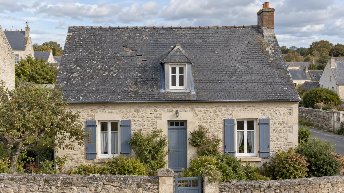 Avant : Réfection de toiture en ardoises, état initial illustré
